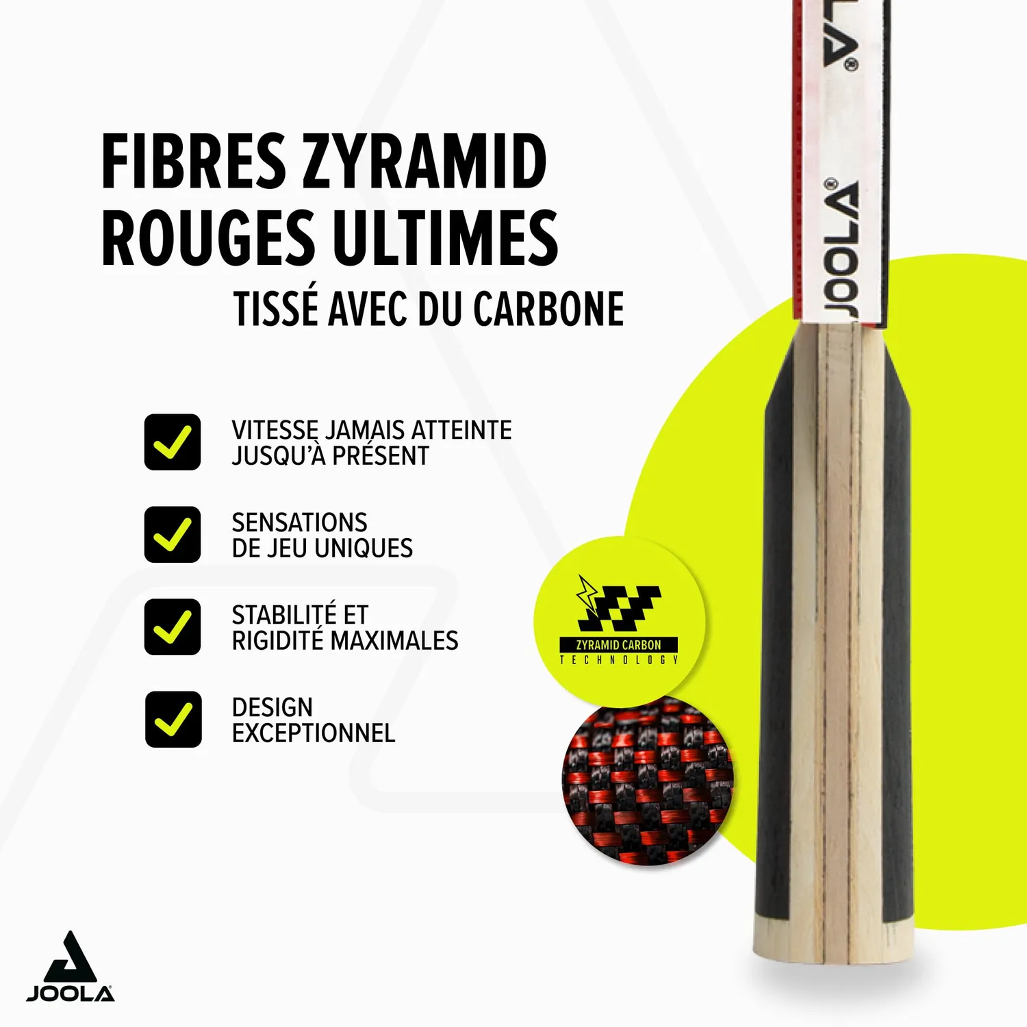 Joola White Infinity Z raquette ping-pong carbone pro noir rouge