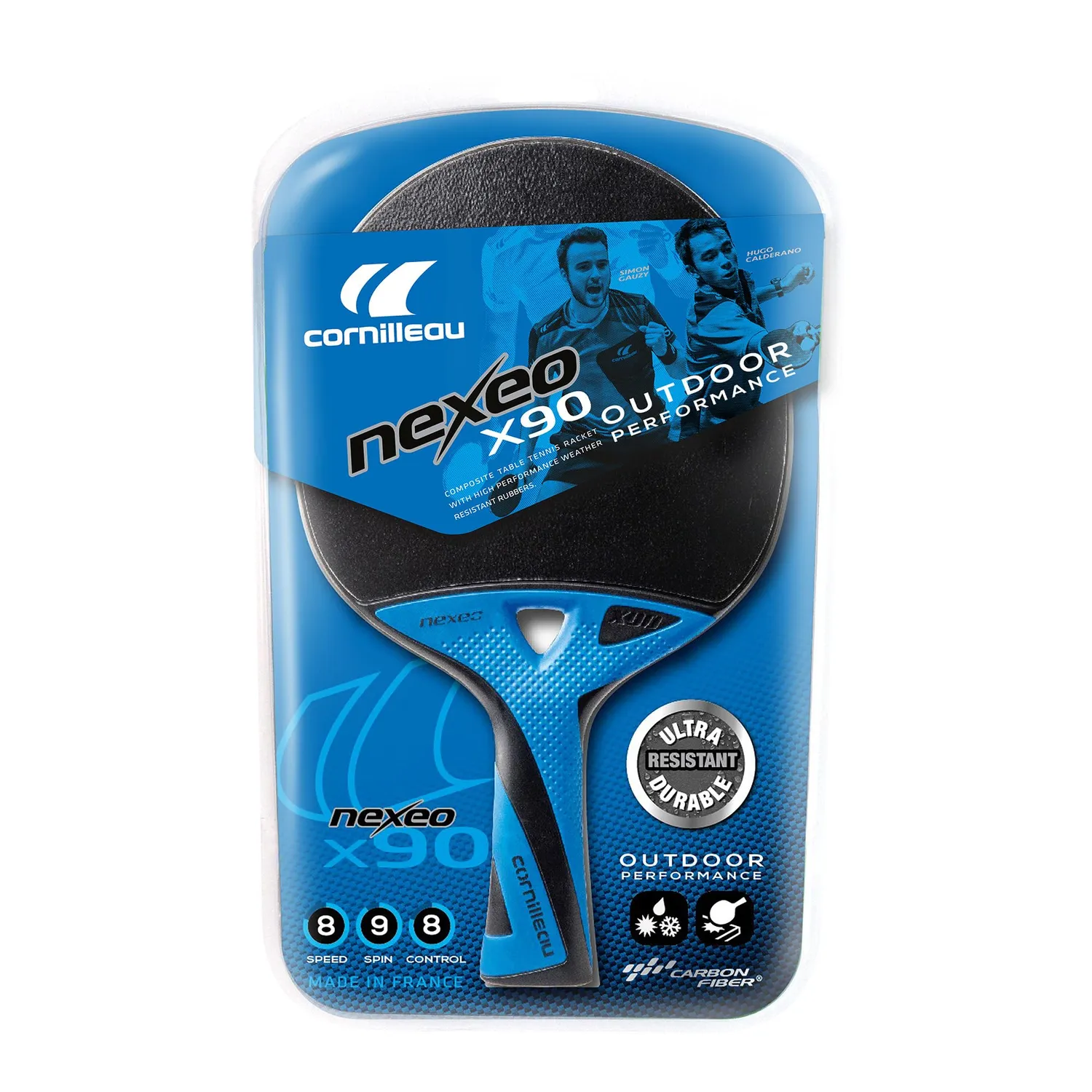 Cornilleau Nexeo X90 Carbon raquette extérieur noir-bleu rapide