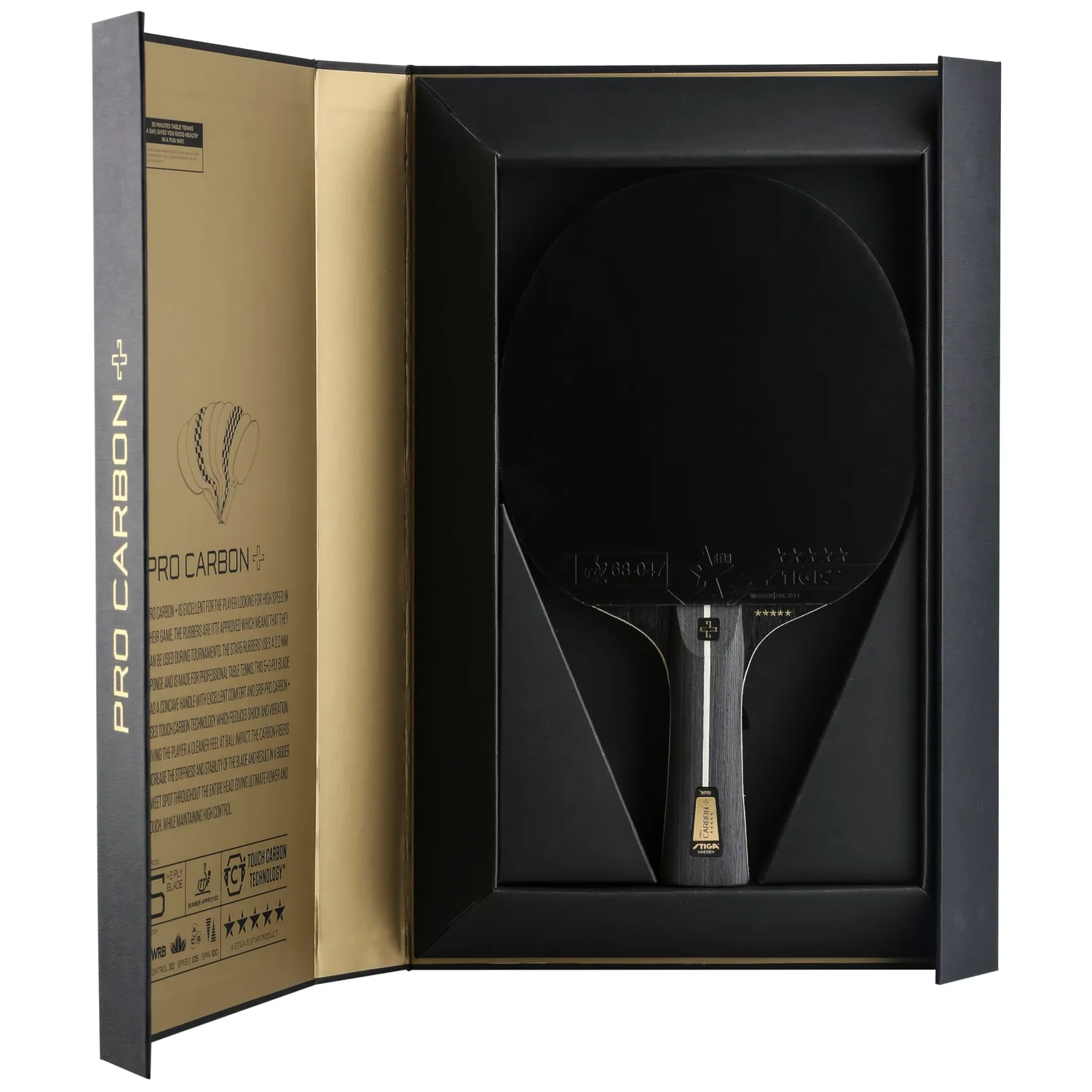 STIGA Pro Carbon + raquette ping-pong noir rouge carbone
