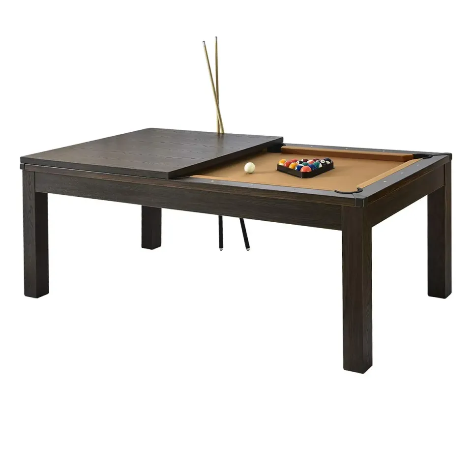 Rendez vous déco Eddie billard convertible bois foncé beige