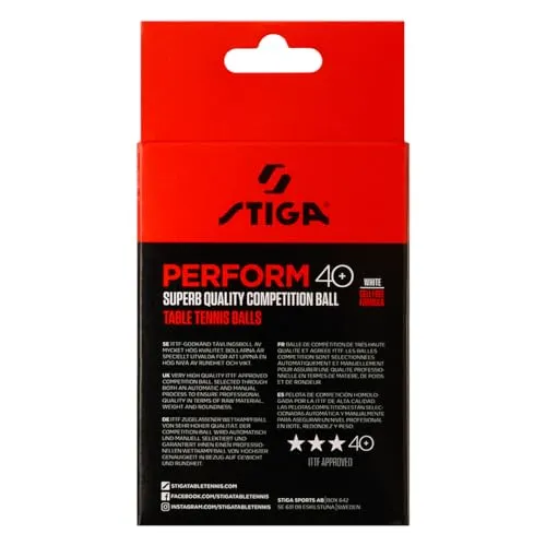 STIGA Perform 40+ balles de ping-pong x6 blanches ABS