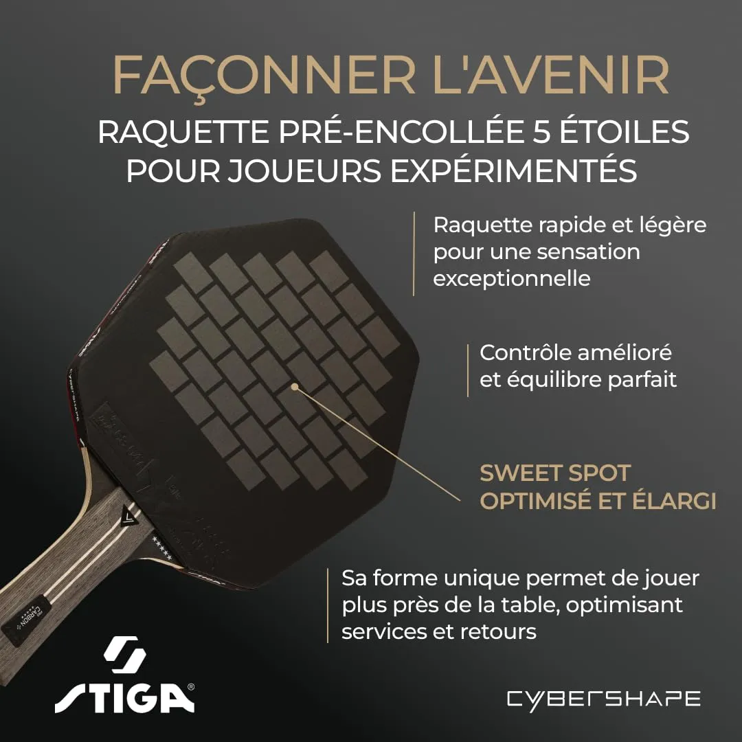 STIGA Cybershape Pro Carbon+ raquette ping 5 étoiles