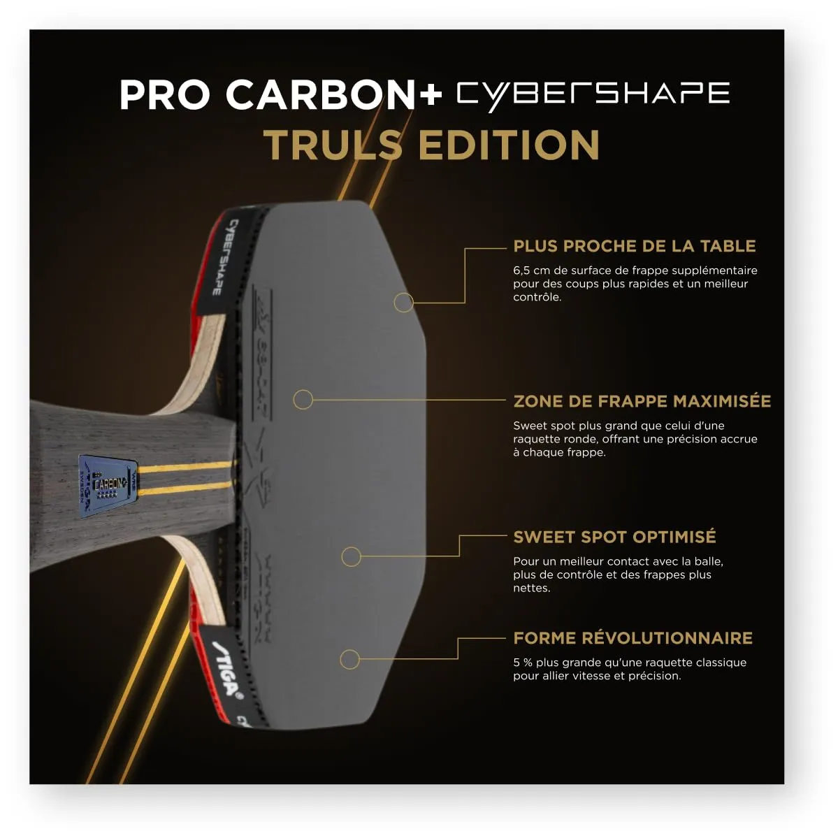 STIGA Pro Carbon+ Cybershape Truls raquette ping-pong 5 étoiles