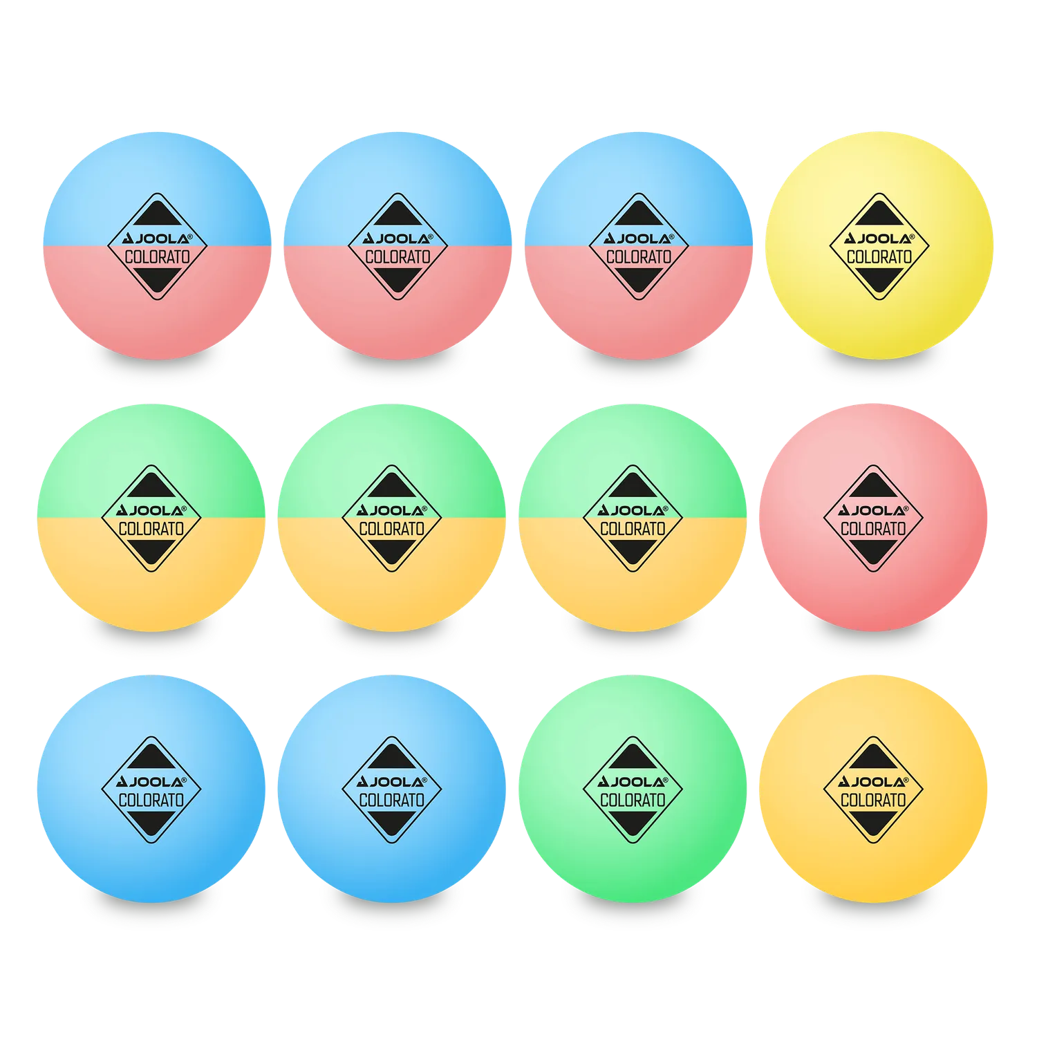 JOOLA Colorato balles tennis de table x12 couleurs