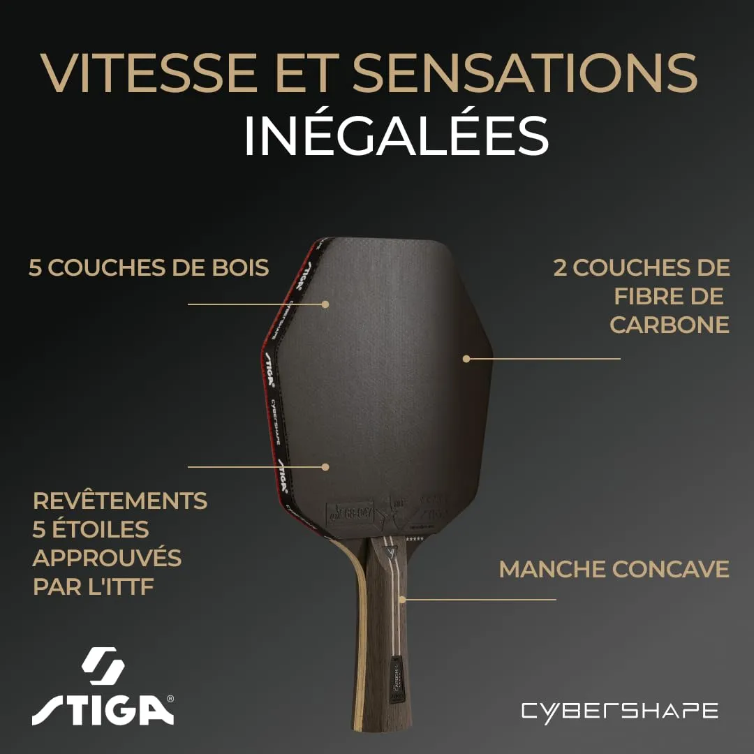STIGA Cybershape Pro Carbon+ raquette ping 5 étoiles