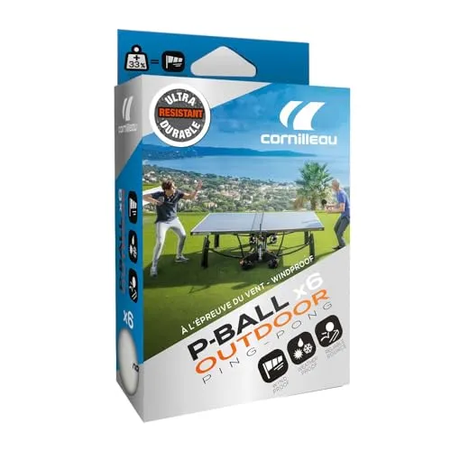 Cornilleau P-Ball Outdoor balles ping-pong blanches x6