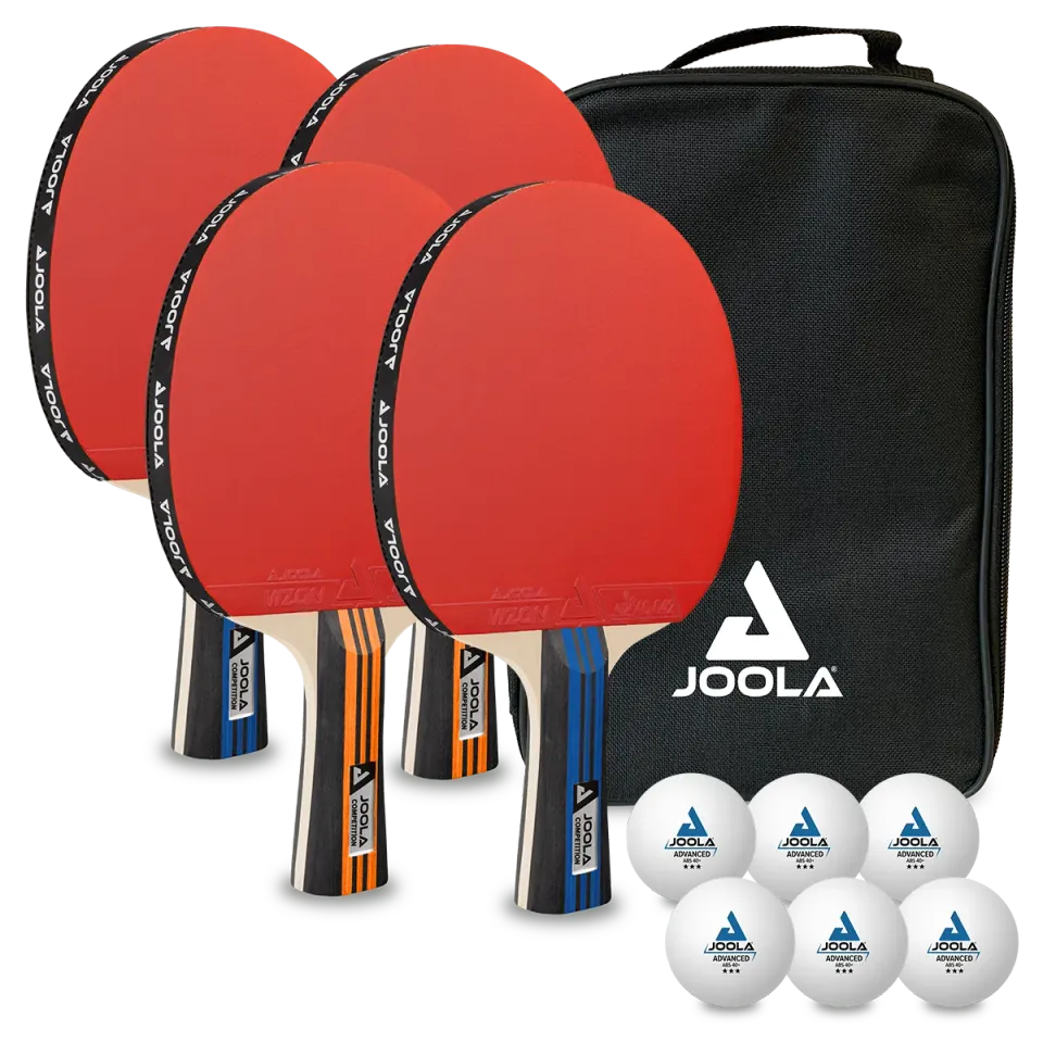 JOOLA Family Advanced set ping pong 4 raquettes 6 balles ITTF