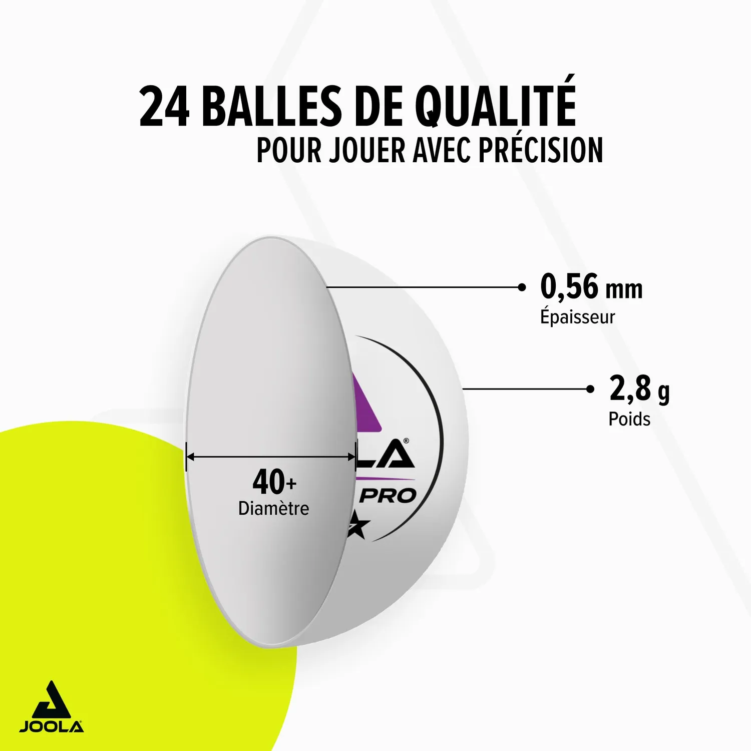 JOOLA 3-Star balles ping-pong blanches x24