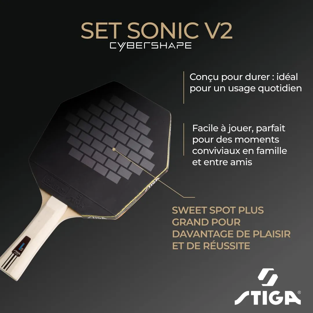 STIGA Sonic V2 set ping-pong 2 raquettes ITTF