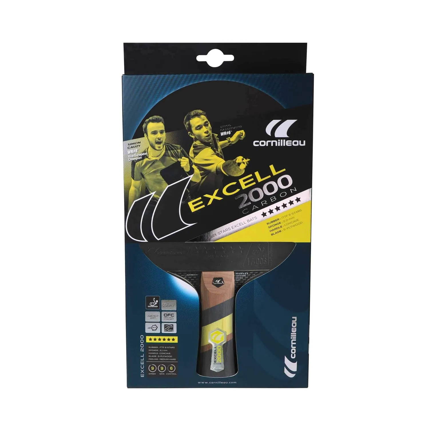 Cornilleau Excell 2000 Carbon raquette intérieur contrôle
