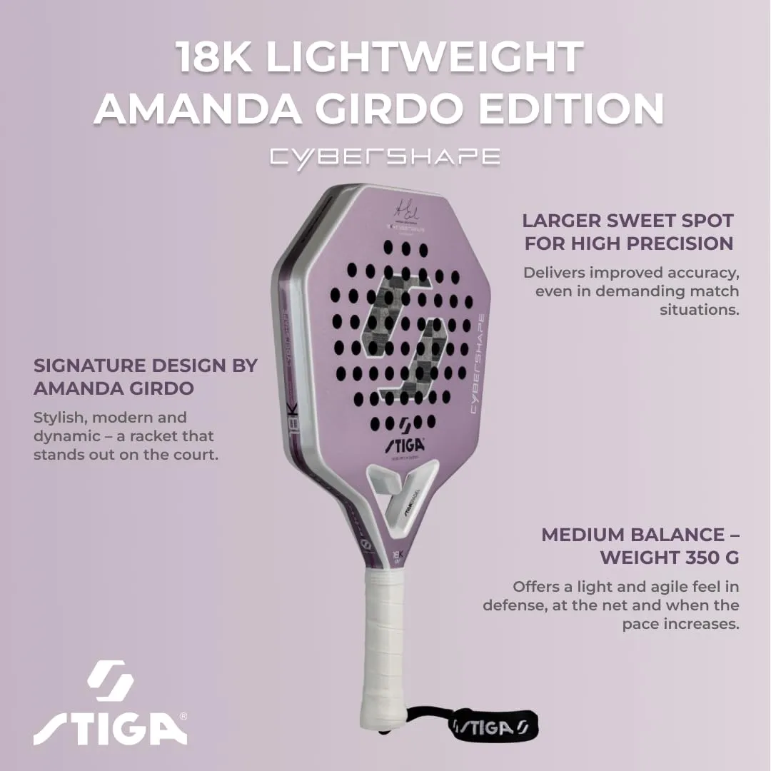 STIGA Cybershape raquette padel Amanda 350g sweet spot +20%