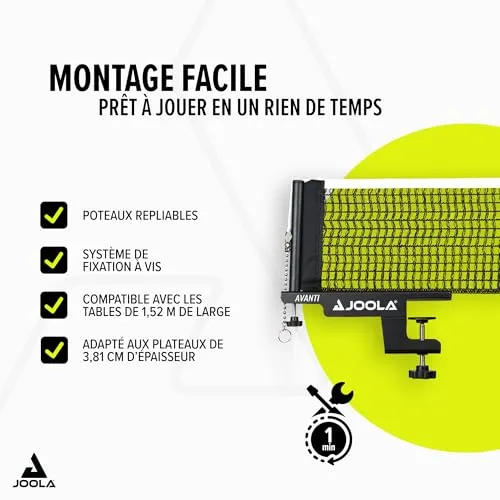JOOLA Avanti filet ping pong métal vis 152 cm noir