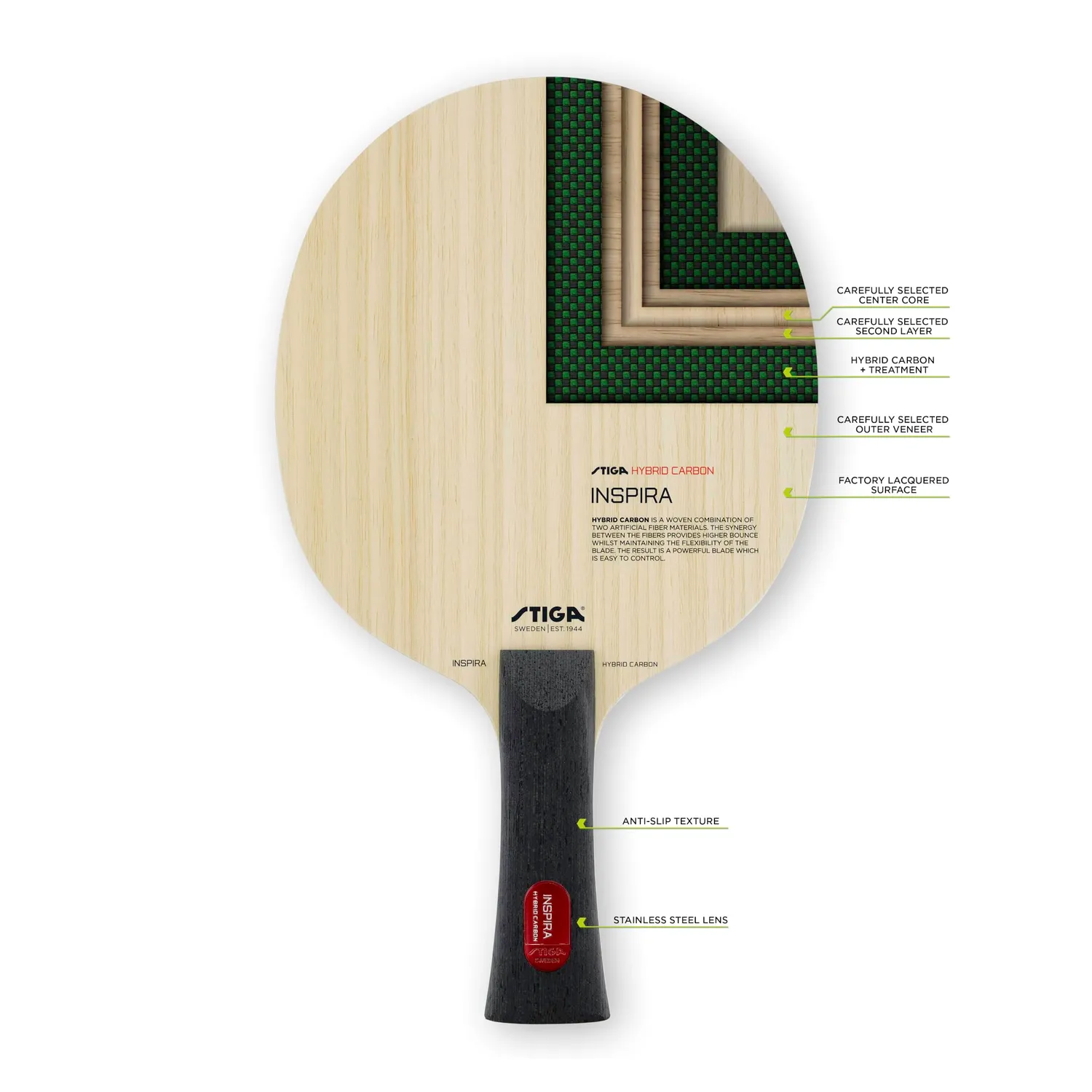 STIGA Inspira Hybrid Carbon bois offensif concave