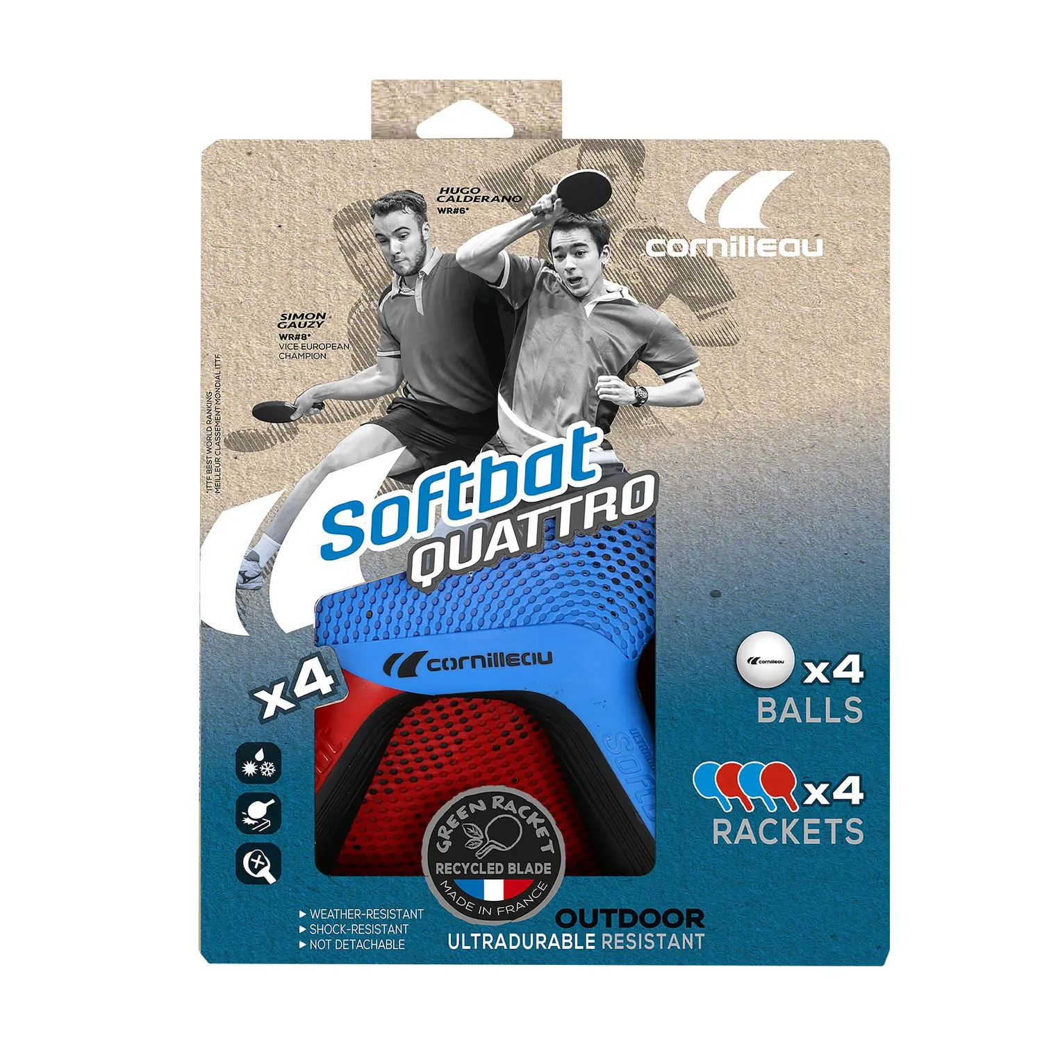 Cornilleau Softbat Pack Quattro raquettes extérieur x4