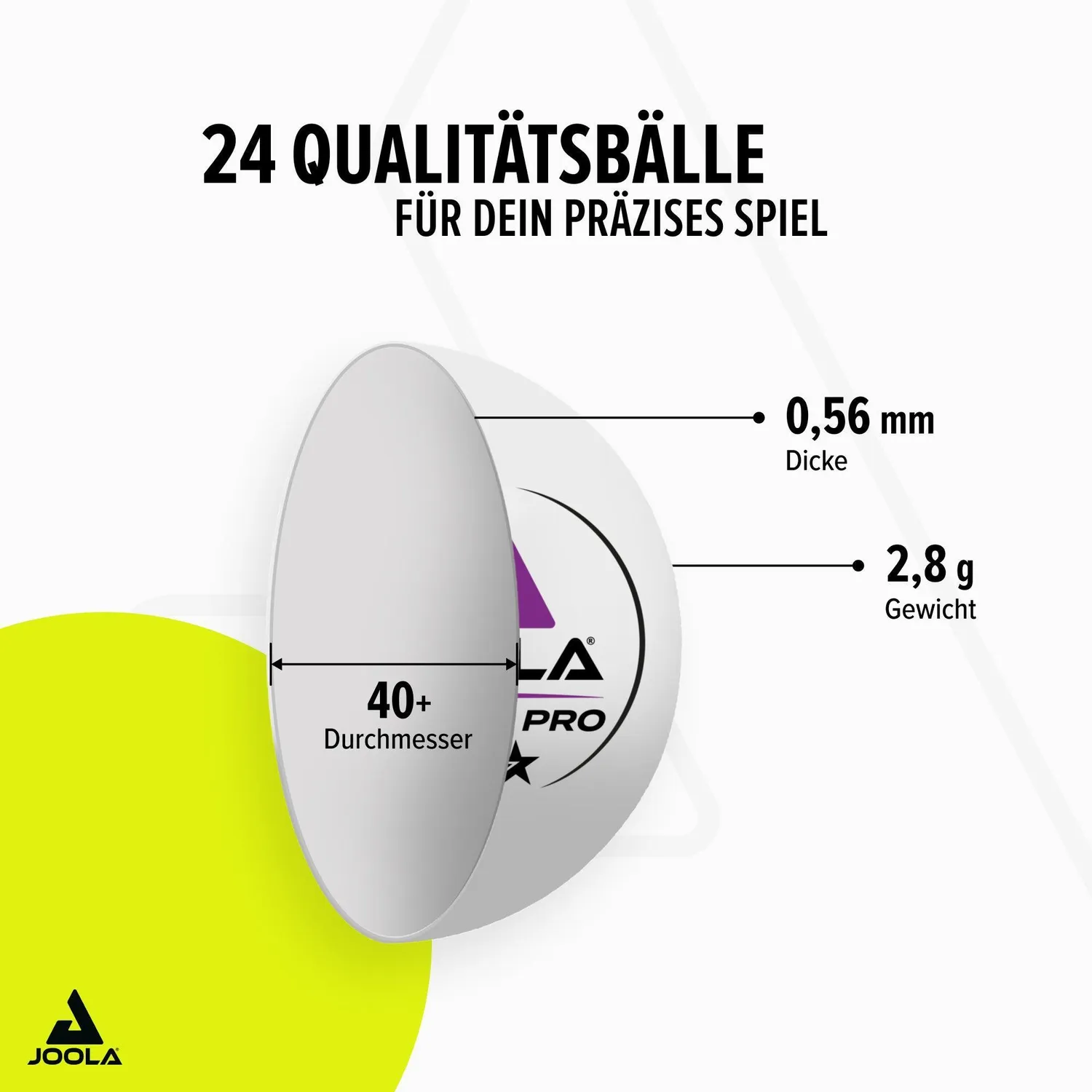 JOOLA 3-Star Pro 40+ balles tennis de table blanches lot 12