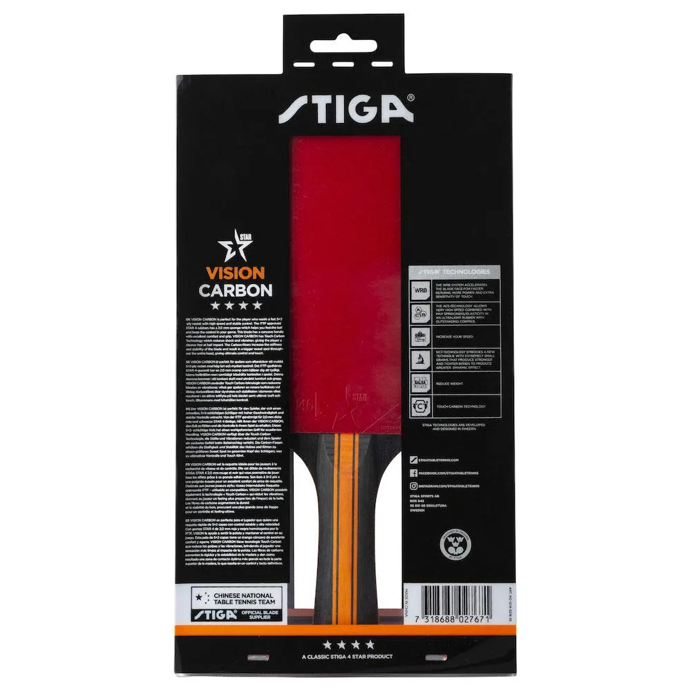 STIGA Vision Carbone raquette ping-pong 4 étoiles rapide